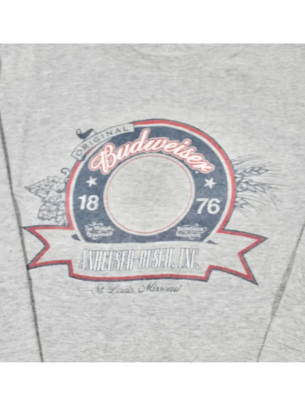 Vintage Budweiser Beer Bud King of Beers Gray Long Sleeve Shirt Size Small